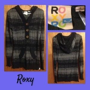 Black & grey striped cardigan by Roxy size Large